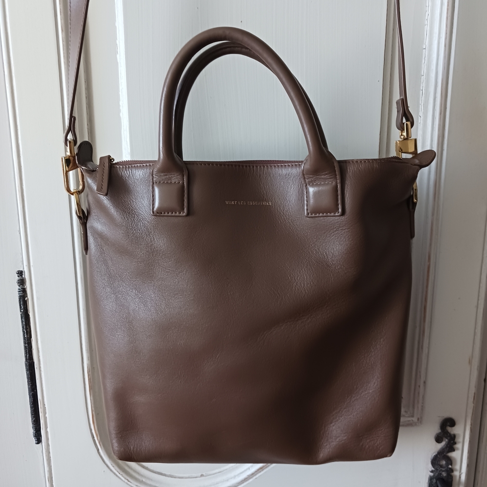 Want Les Essentiels Mushroom Brown Leather Tote Bag